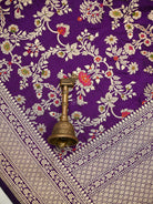 Purple Meenakari Booti Katan Silk Handloom Banarasi Suit - Sacred Weaves