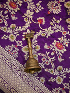 Purple Meenakari Booti Katan Silk Handloom Banarasi Suit - Sacred Weaves