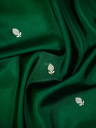 Bottle Green Booti Katan Silk Handloom Banarasi Saree - Sacred Weaves