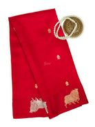 Red Booti Katan Silk Handloom Banarasi Saree - Sacred Weaves