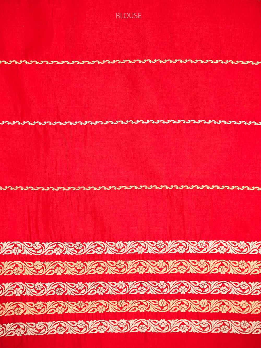 Red Booti Katan Silk Handloom Banarasi Saree - Sacred Weaves