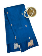 Blue Booti Katan Silk Handloom Banarasi Saree - Sacred Weaves