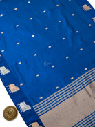 Blue Booti Katan Silk Handloom Banarasi Saree - Sacred Weaves