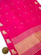 Magenta Booti Katan Silk Handloom Banarasi Saree - Sacred Weaves