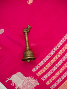 Magenta Booti Katan Silk Handloom Banarasi Saree - Sacred Weaves