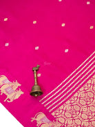 Magenta Booti Katan Silk Handloom Banarasi Saree - Sacred Weaves