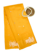 Yellow Booti Katan Silk Handloom Banarasi Saree - Sacred Weaves