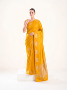 Yellow Booti Katan Silk Handloom Banarasi Saree - Sacred Weaves