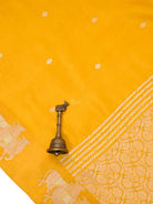 Yellow Booti Katan Silk Handloom Banarasi Saree - Sacred Weaves