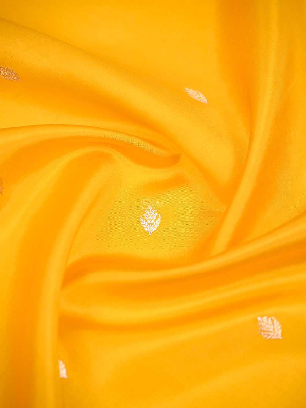 Yellow Booti Katan Silk Handloom Banarasi Saree - Sacred Weaves