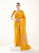 Yellow Floral Booti Pure Handloom Banarasi Soft Silk Saree - Sacred Weaves