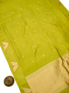 Lime Green Booti Pure Silk Handloom Banarasi Saree - Sacred Weaves