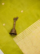 Lime Green Booti Pure Silk Handloom Banarasi Saree - Sacred Weaves