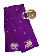 Purple Booti Katan Silk Handloom Banarasi Saree - Sacred Weaves