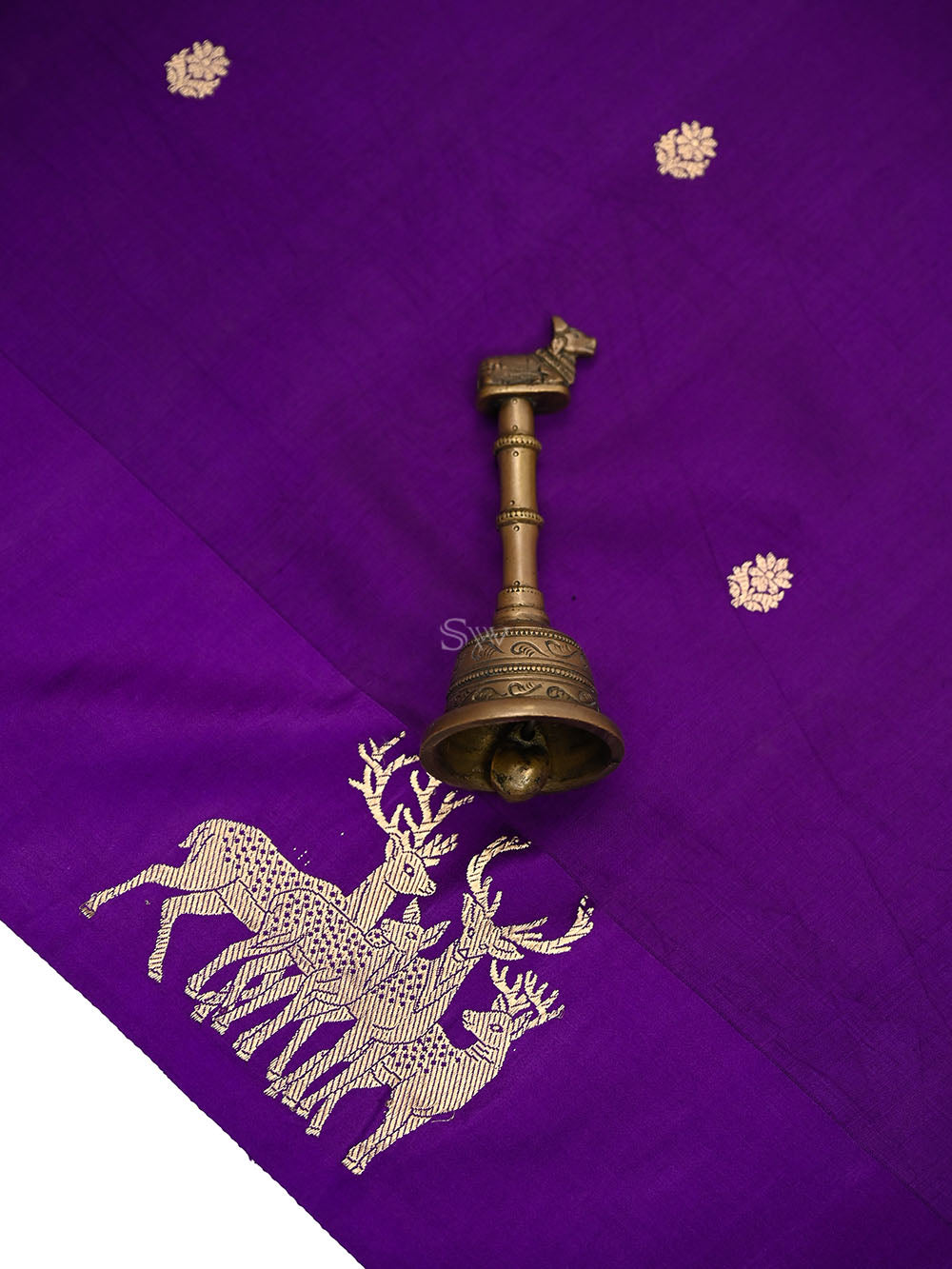 Purple Booti Katan Silk Handloom Banarasi Saree - Sacred Weaves