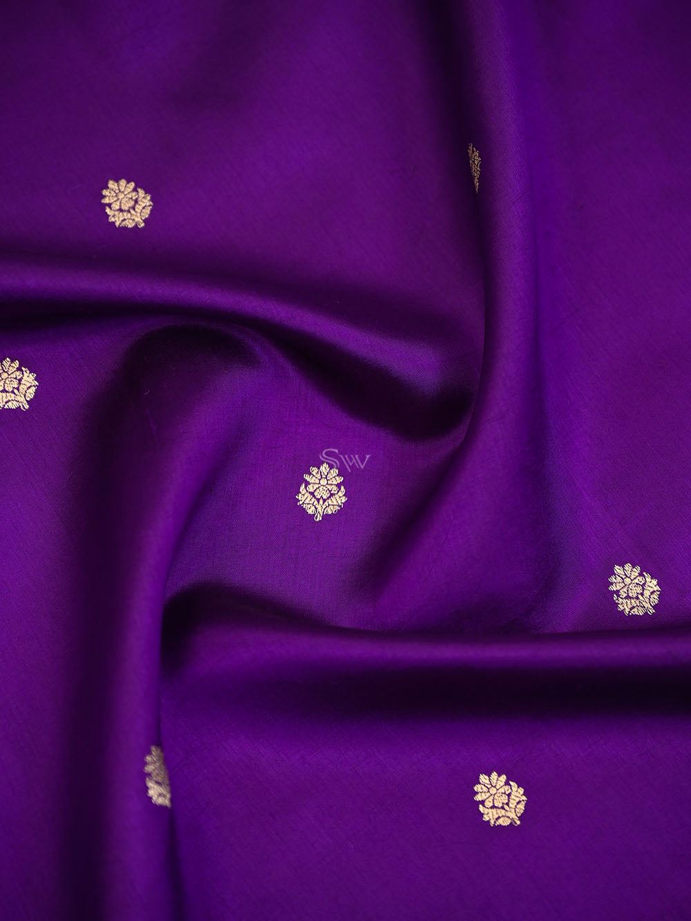 Purple Booti Katan Silk Handloom Banarasi Saree - Sacred Weaves