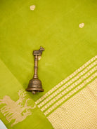 Parrot Green Booti Katan Silk Handloom Banarasi Saree - Sacred Weaves