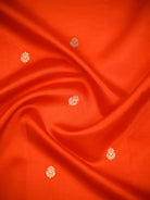 Dark Orange Booti Katan Silk Handloom Banarasi Saree - Sacred Weaves