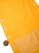 Yellow Booti Katan Silk Handloom Banarasi Saree - Sacred Weaves
