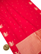 Red Booti Katan Silk Handloom Banarasi Saree - Sacred Weaves
