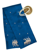 Blue Booti Katan Silk Handloom Banarasi Saree - Sacred Weaves
