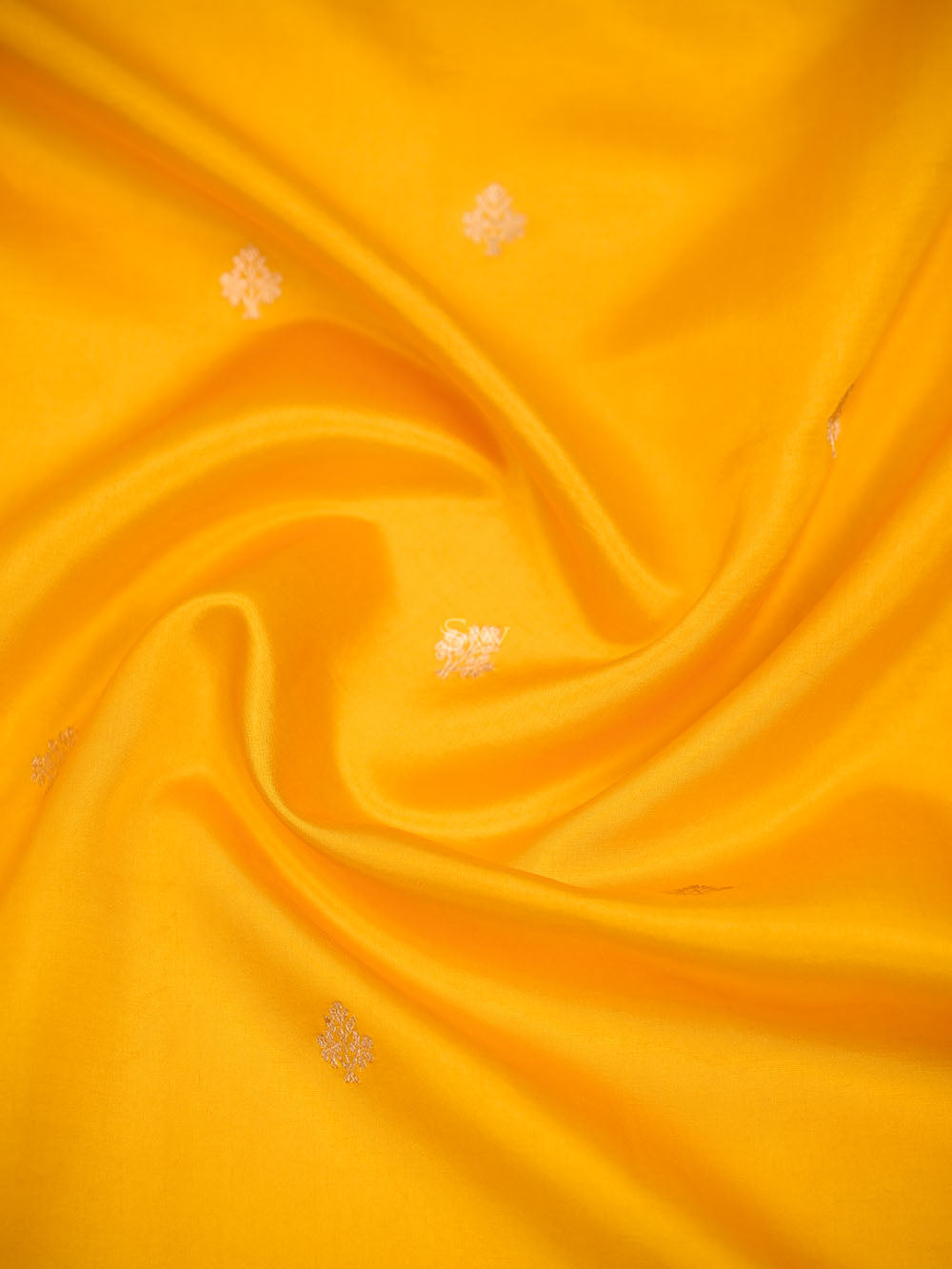 Yellow Booti Katan Silk Handloom Banarasi Saree - Sacred Weaves