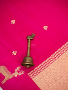 Magenta Booti Katan Silk Handloom Banarasi Saree - Sacred Weaves