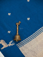 Blue Booti Katan Silk Handloom Banarasi Saree - Sacred Weaves