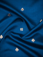 Blue Booti Katan Silk Handloom Banarasi Saree - Sacred Weaves