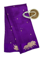 Purple Booti Katan Silk Handloom Banarasi Saree - Sacred Weaves