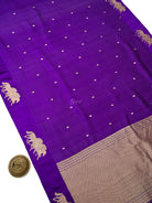 Purple Booti Katan Silk Handloom Banarasi Saree - Sacred Weaves