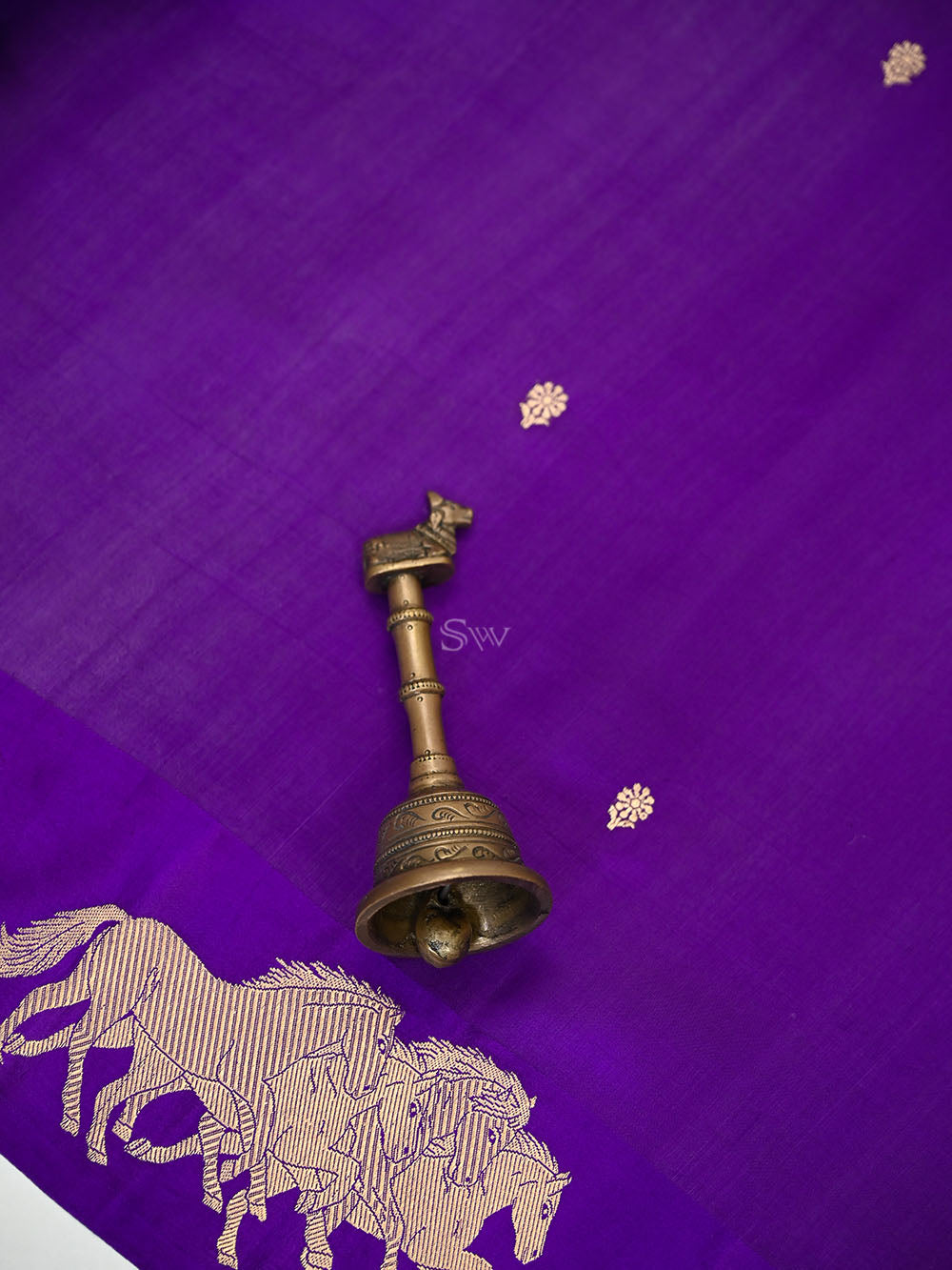 Purple Booti Katan Silk Handloom Banarasi Saree - Sacred Weaves