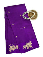 Purple Booti Katan Silk Handloom Banarasi Saree - Sacred Weaves