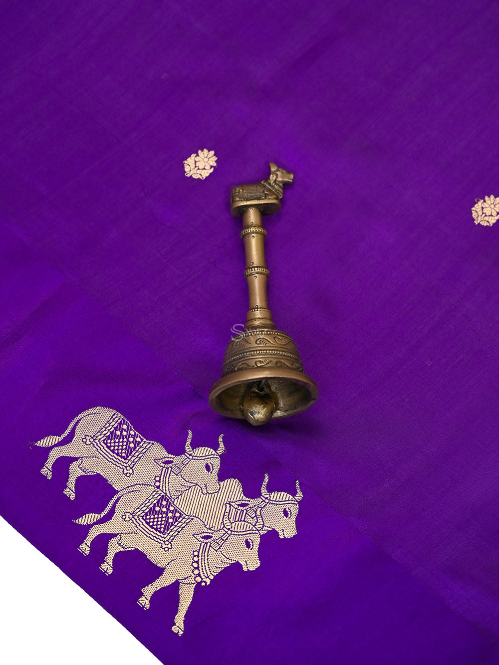 Purple Booti Katan Silk Handloom Banarasi Saree - Sacred Weaves