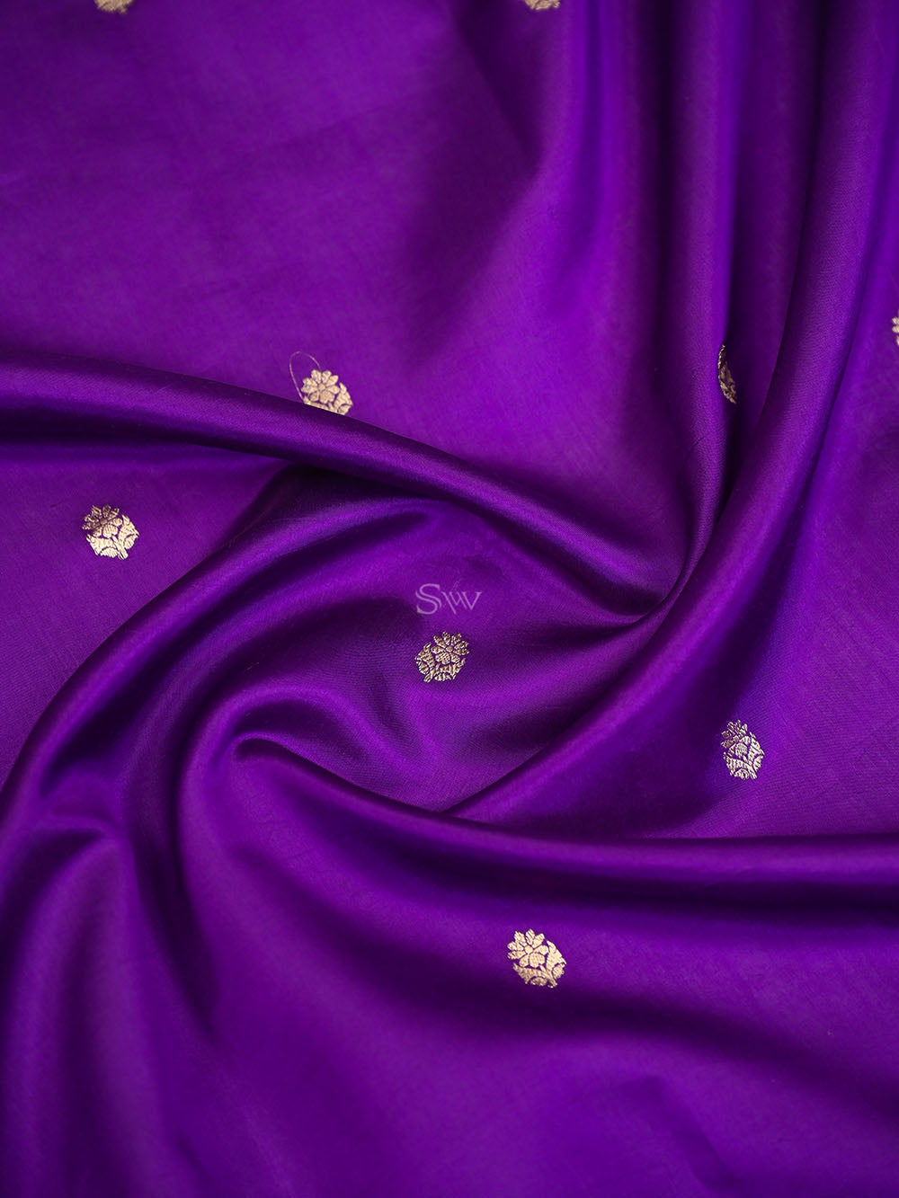 Purple Booti Katan Silk Handloom Banarasi Saree - Sacred Weaves