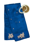 Blue Booti Katan Silk Handloom Banarasi Saree - Sacred Weaves