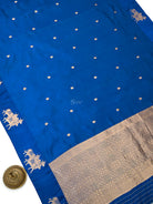 Blue Booti Katan Silk Handloom Banarasi Saree - Sacred Weaves