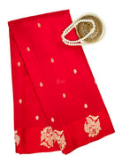 Red Booti Katan Silk Handloom Banarasi Saree - Sacred Weaves