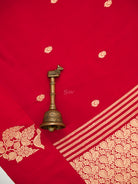 Red Booti Katan Silk Handloom Banarasi Saree - Sacred Weaves