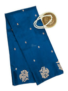 Blue Booti Katan Silk Handloom Banarasi Saree - Sacred Weaves