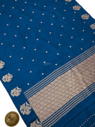 Blue Booti Katan Silk Handloom Banarasi Saree - Sacred Weaves