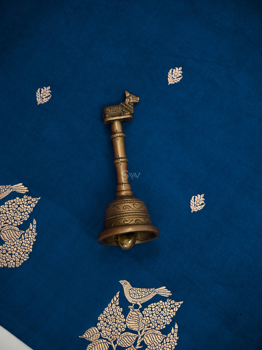 Blue Booti Katan Silk Handloom Banarasi Saree - Sacred Weaves
