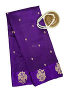 Purple Booti Katan Silk Handloom Banarasi Saree - Sacred Weaves