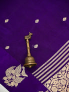 Purple Booti Katan Silk Handloom Banarasi Saree - Sacred Weaves