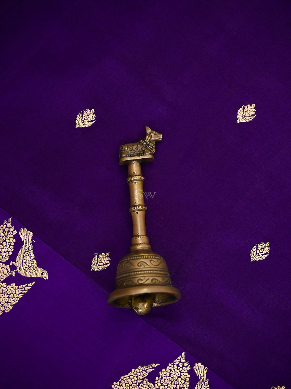 Purple Booti Katan Silk Handloom Banarasi Saree - Sacred Weaves