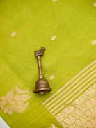 Parrot Green Booti Katan Silk Handloom Banarasi Saree - Sacred Weaves