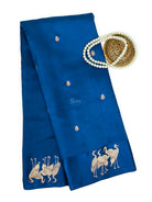 Blue Booti Katan Silk Handloom Banarasi Saree - Sacred Weaves