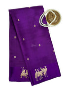 Purple Booti Katan Silk Handloom Banarasi Saree - Sacred Weaves