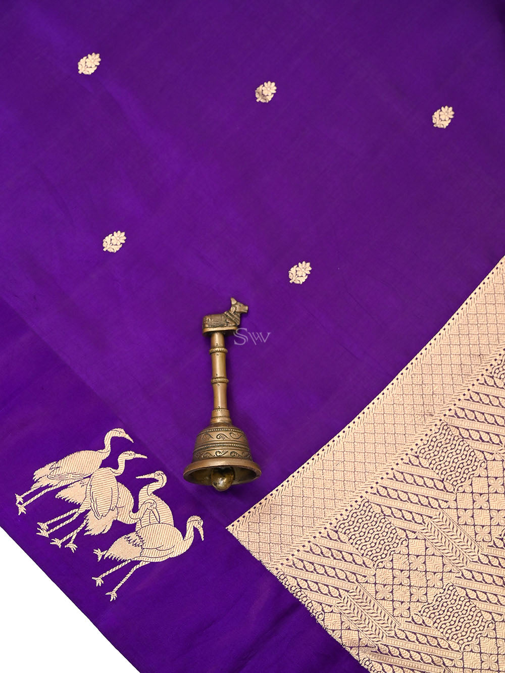 Purple Booti Katan Silk Handloom Banarasi Saree - Sacred Weaves