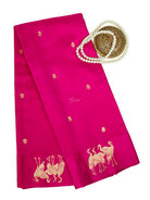 Magenta Booti Katan Silk Handloom Banarasi Saree - Sacred Weaves